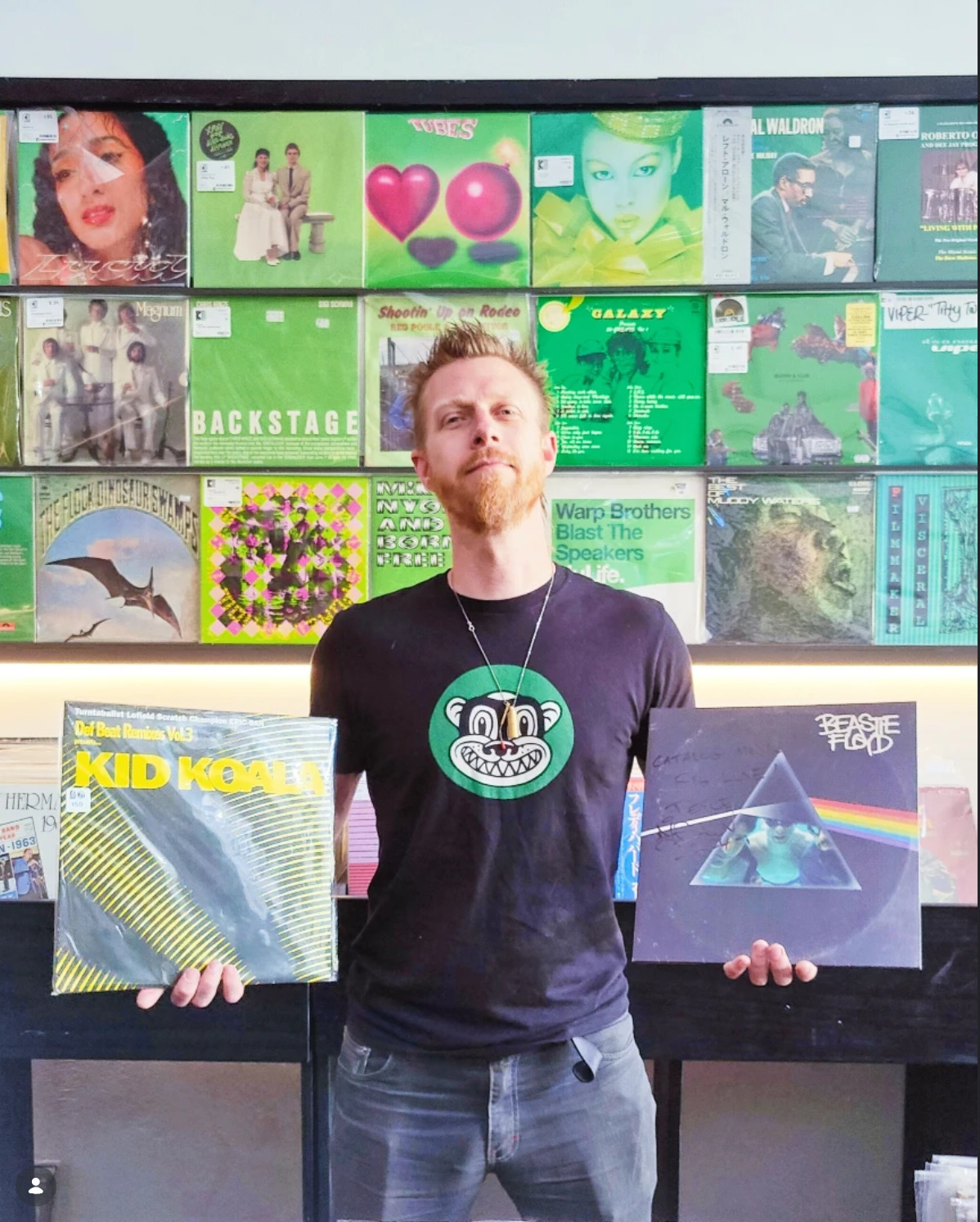 monkey tee with records